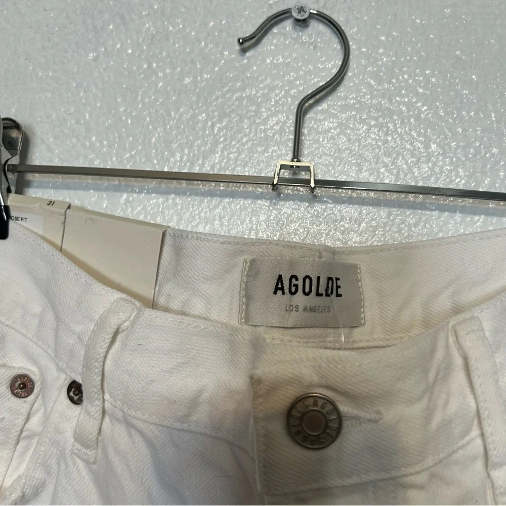 Agolde 90's White Distressed Jeans High Rise Button Fly NWT​​​​